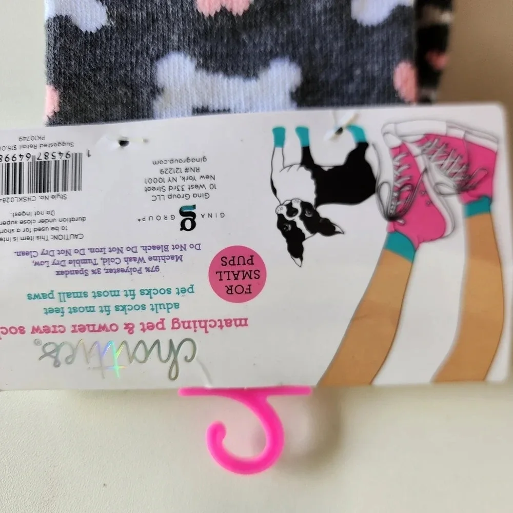 NWT Chatties Matching Sock Set for Pet & Owner Dogs Mom For Small Pups Gray Pink